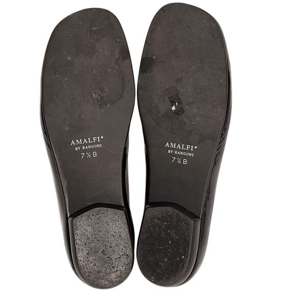 Amalfi by Rangoni Buckle Ballet Flats Round Toe Patent Leather Black Womens 7.5B - Picture 4 of 4